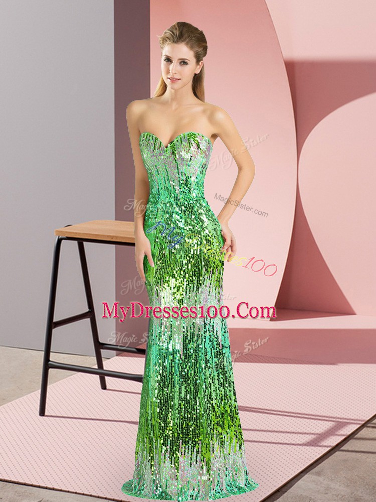 Floor Length Mermaid Sleeveless Multi-color Prom Dress Lace Up