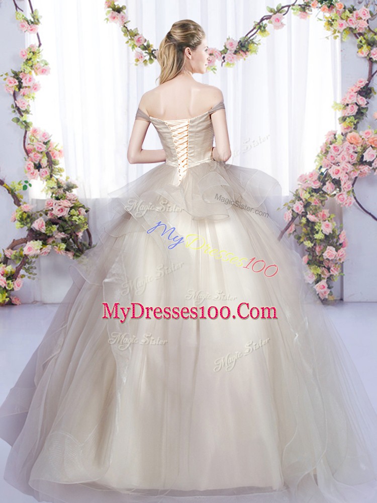 Modern Grey Off The Shoulder Lace Up Ruffles 15th Birthday Dress Sleeveless