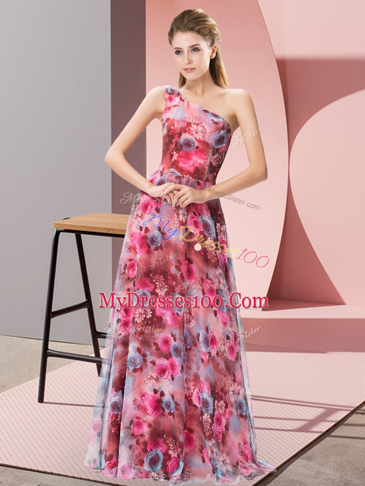 High End Multi-color Sleeveless Pattern Floor Length Homecoming Dress