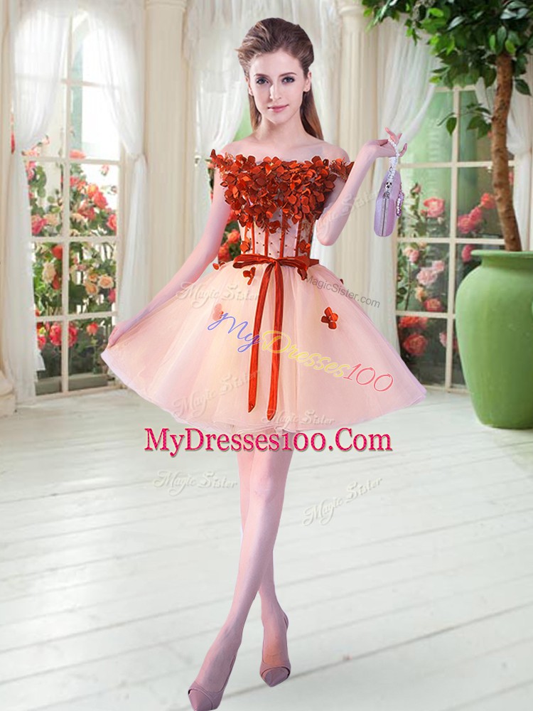 Edgy Sleeveless Beading and Appliques Lace Up Evening Party Dresses