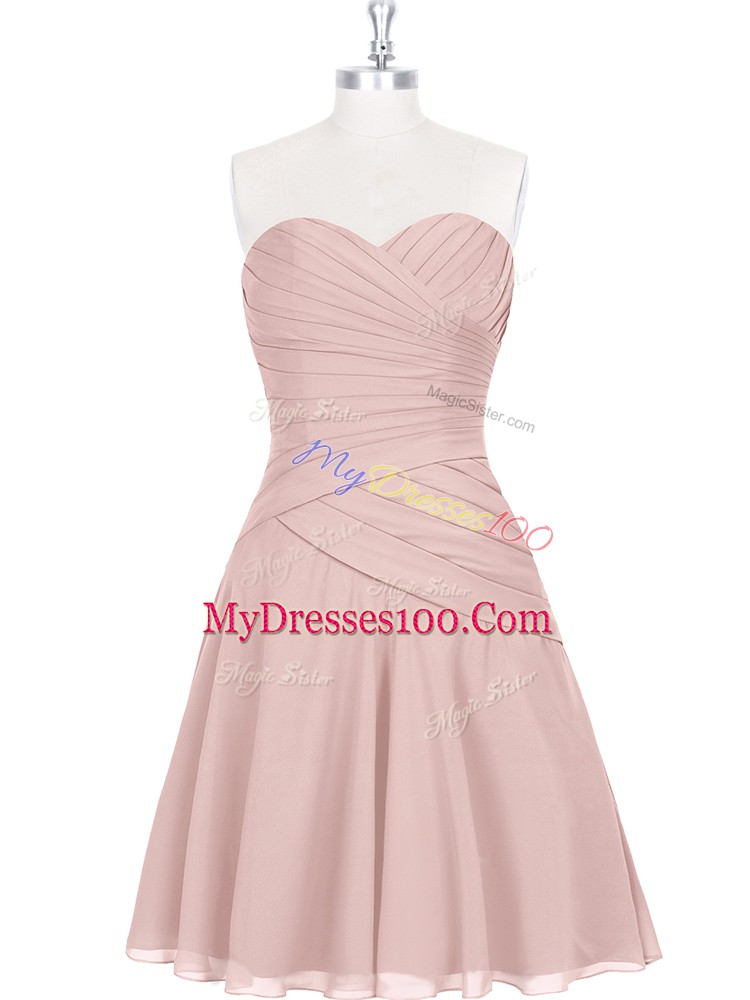 Sumptuous Mini Length A-line Sleeveless Pink Formal Dresses Zipper