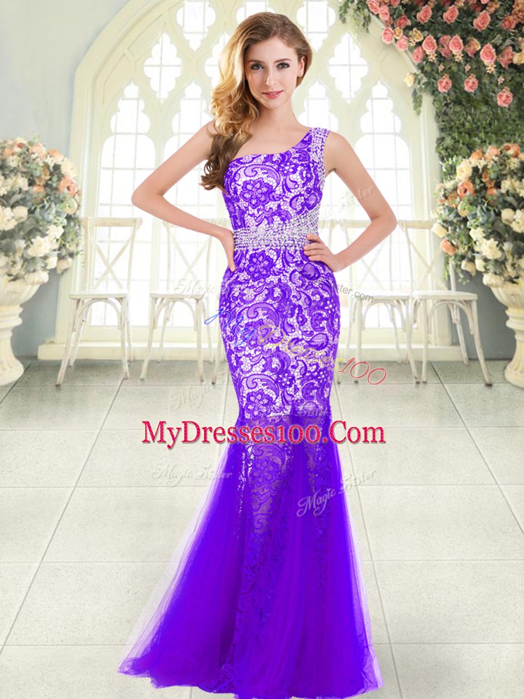 Sleeveless Beading and Lace Zipper Prom Evening Gown