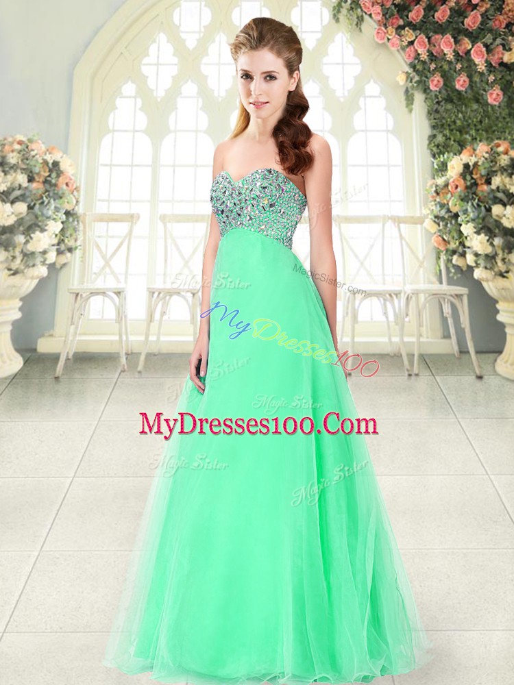 Sweetheart Sleeveless Lace Up Dress for Prom Apple Green Tulle