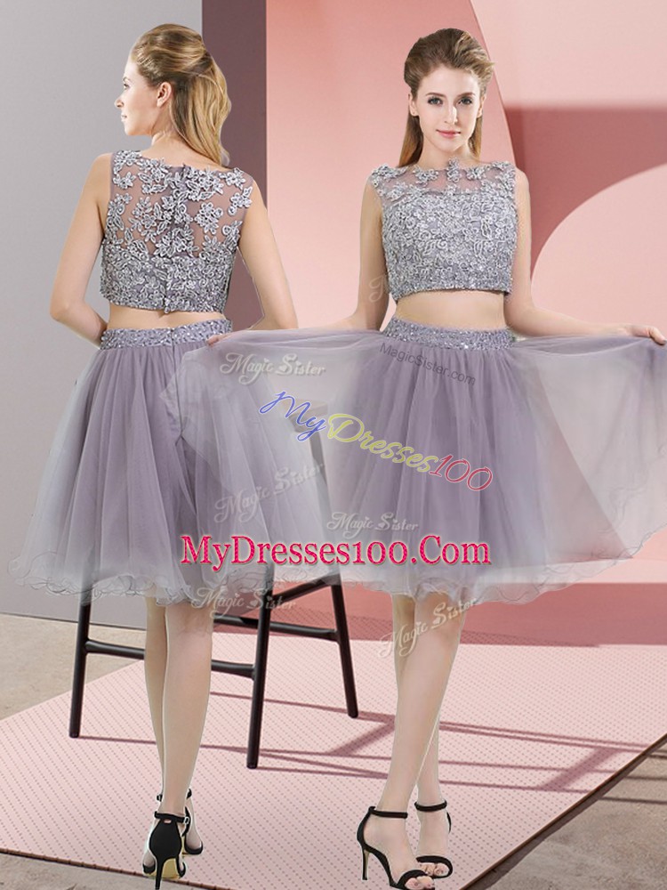 Delicate Sleeveless Beading and Lace Zipper Homecoming Dress
