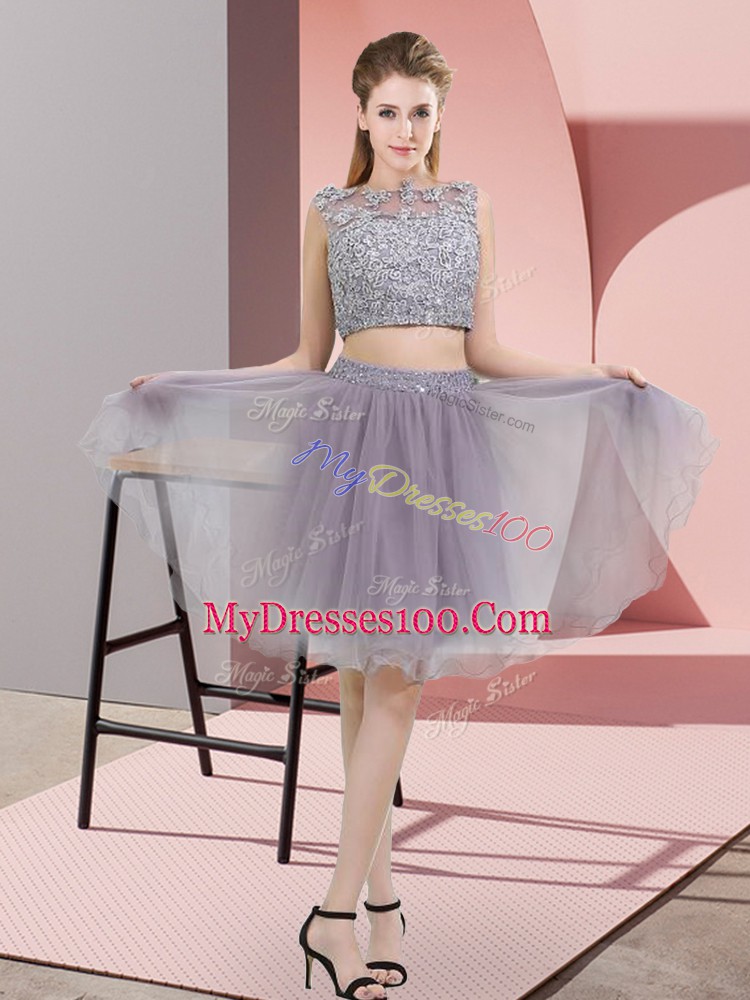 Delicate Sleeveless Beading and Lace Zipper Homecoming Dress
