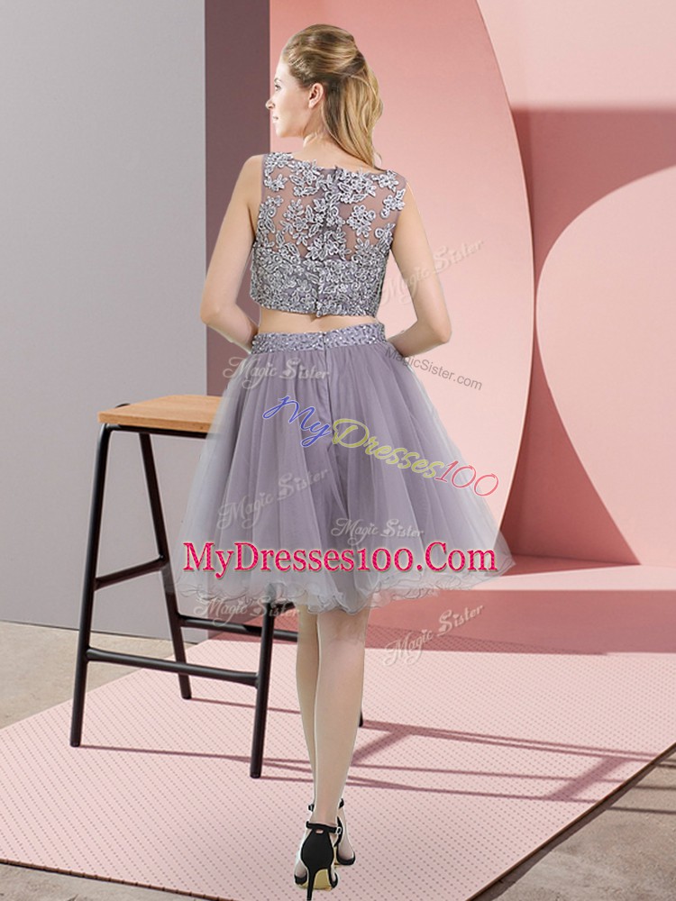 Delicate Sleeveless Beading and Lace Zipper Homecoming Dress