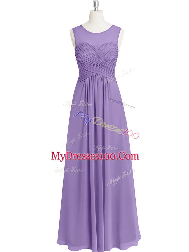 Floor Length Empire Sleeveless Lavender Prom Dress Zipper