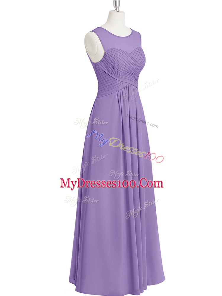 Floor Length Empire Sleeveless Lavender Prom Dress Zipper