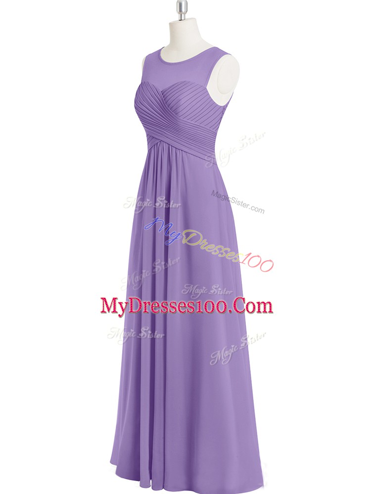 Floor Length Empire Sleeveless Lavender Prom Dress Zipper