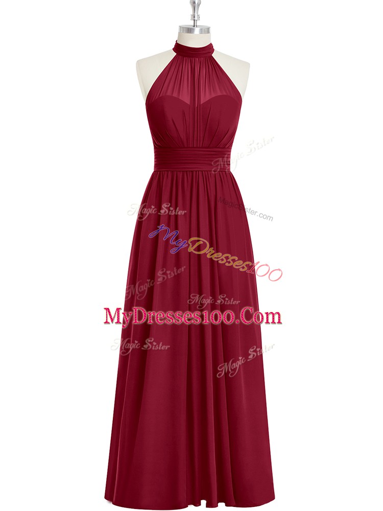 Simple Burgundy Sleeveless Chiffon Side Zipper Homecoming Dress for Prom and Party