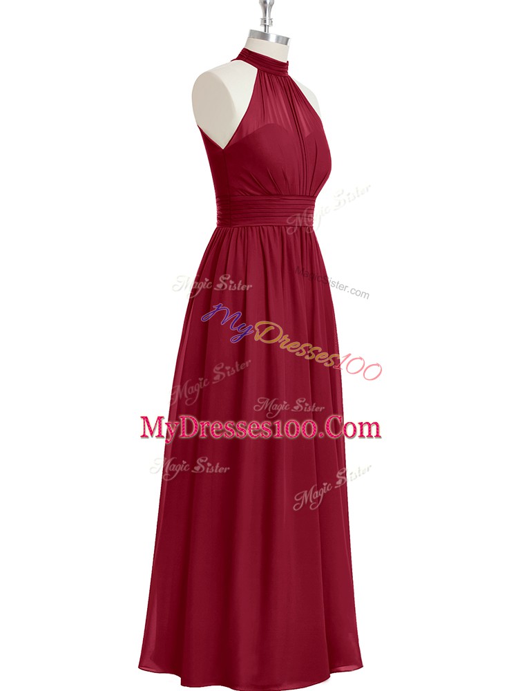 Simple Burgundy Sleeveless Chiffon Side Zipper Homecoming Dress for Prom and Party