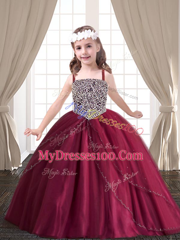 Comfortable Red Lace Up Vestidos de Quinceanera Beading Sleeveless Floor Length