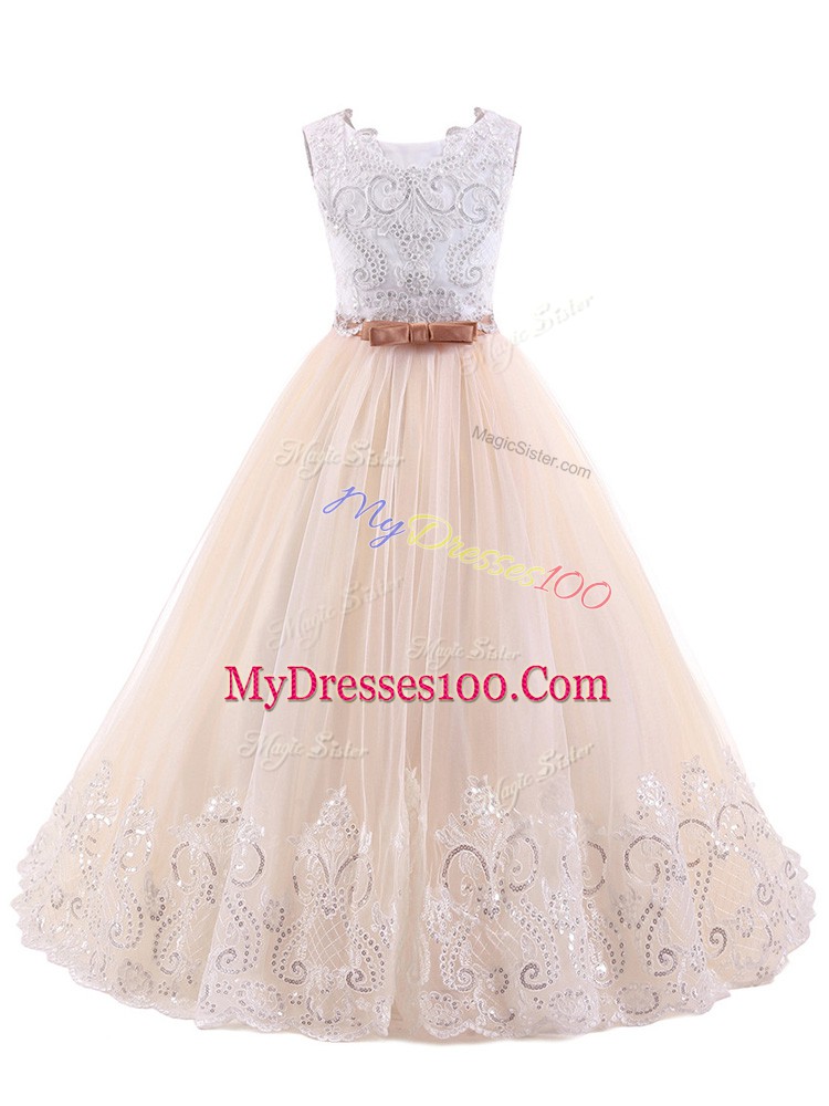 Edgy Brush Train A-line Toddler Flower Girl Dress Pink Scoop Sleeveless Zipper