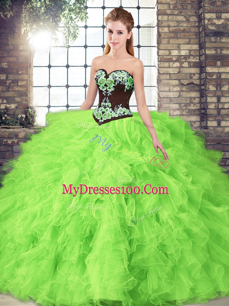 Beauteous Sweetheart Lace Up Beading and Embroidery 15 Quinceanera Dress Sleeveless