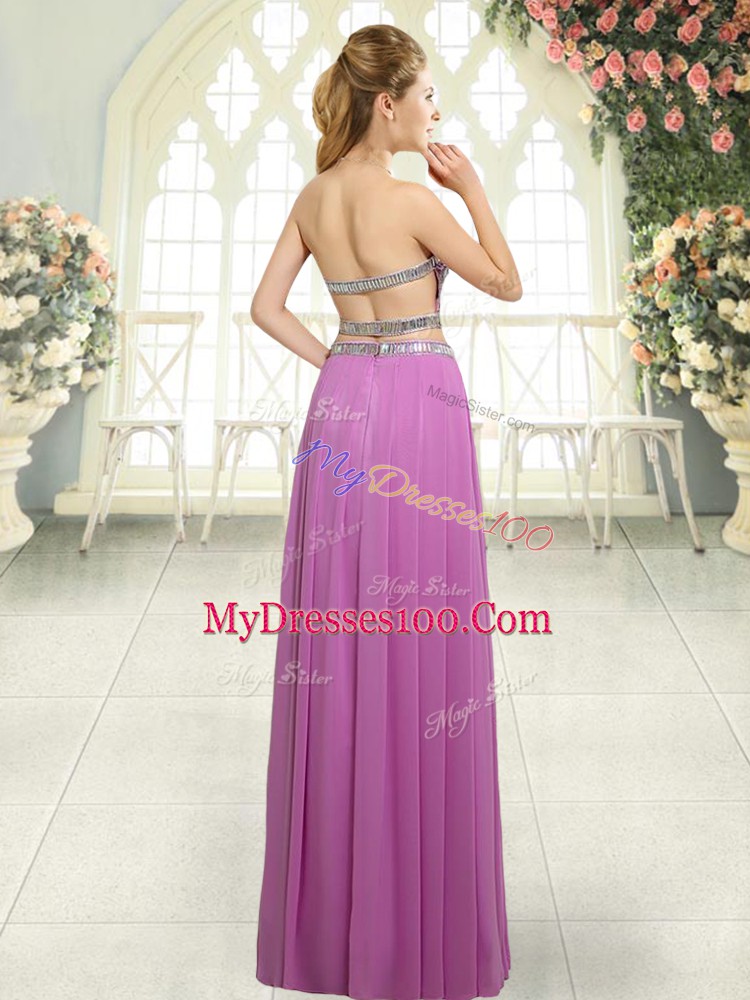 Chiffon Sweetheart Sleeveless Backless Beading Prom Dresses in Green