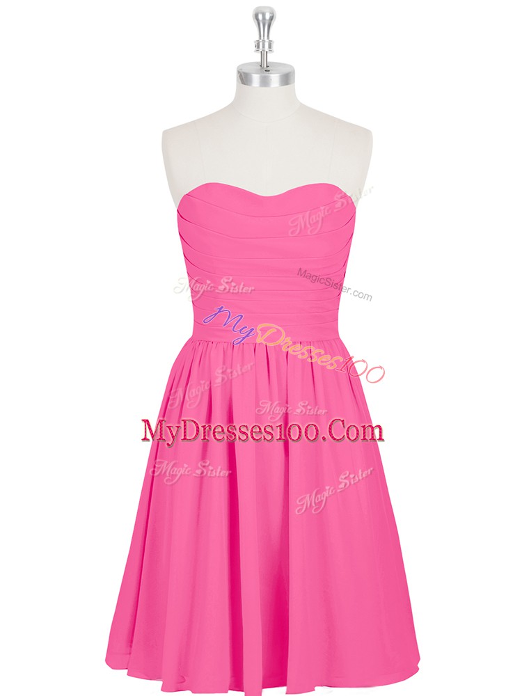 Cute Sweetheart Sleeveless Zipper Prom Evening Gown Hot Pink Chiffon