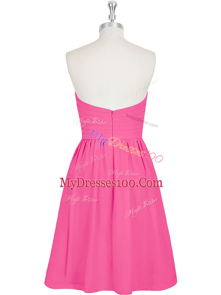 Cute Sweetheart Sleeveless Zipper Prom Evening Gown Hot Pink Chiffon