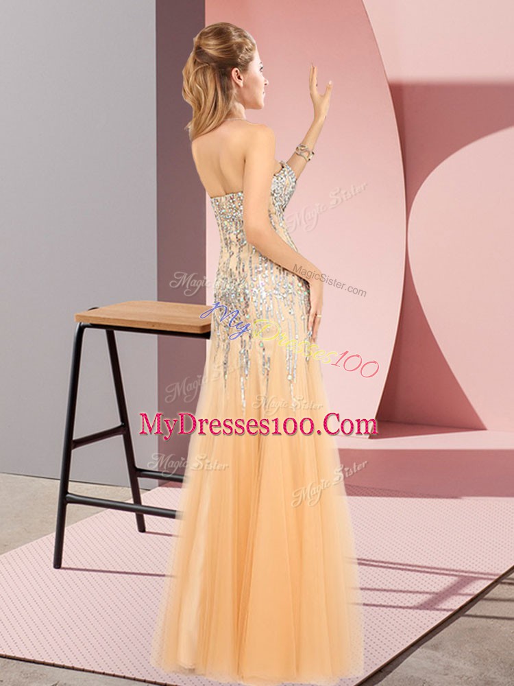 Captivating Rose Pink Sleeveless Tulle Zipper Prom Evening Gown for Prom and Party