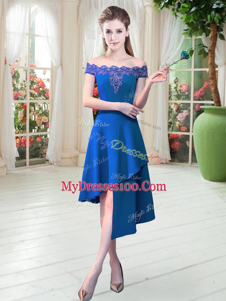 High Quality Sleeveless Zipper Asymmetrical Appliques Dress for Prom