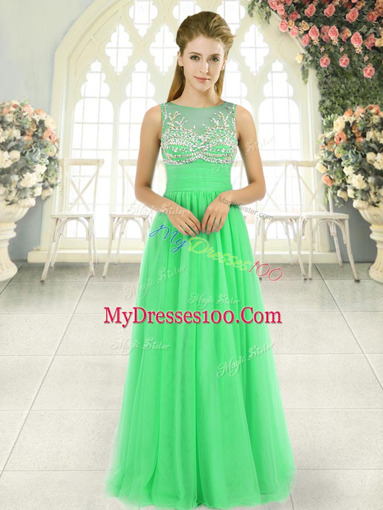 Noble Prom Dresses Prom and Party and Military Ball with Beading Scoop Sleeveless Backless