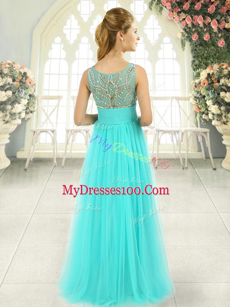 Noble Prom Dresses Prom and Party and Military Ball with Beading Scoop Sleeveless Backless