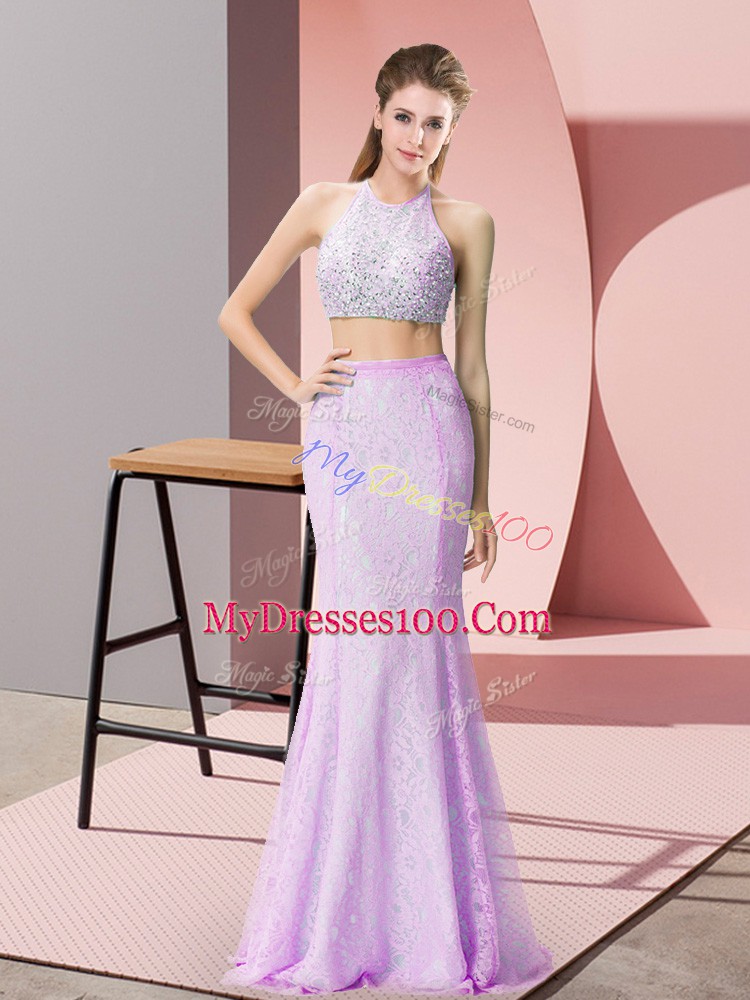 Lace Sleeveless Floor Length and Beading and Lace