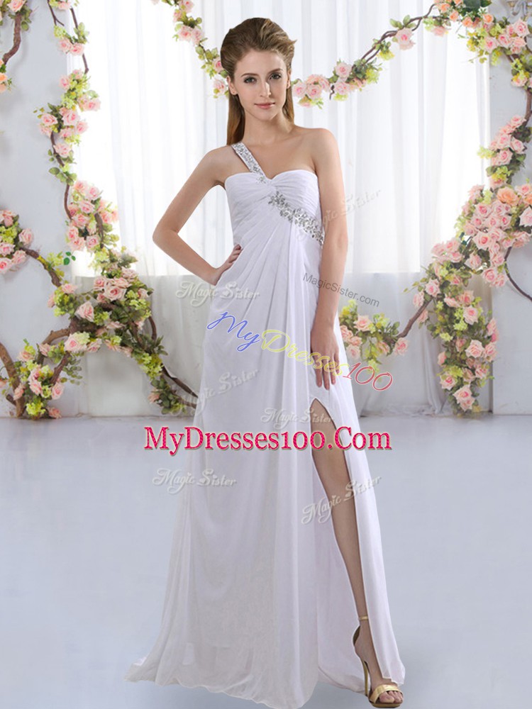 Empire Sleeveless White Court Dresses for Sweet 16 Brush Train Lace Up
