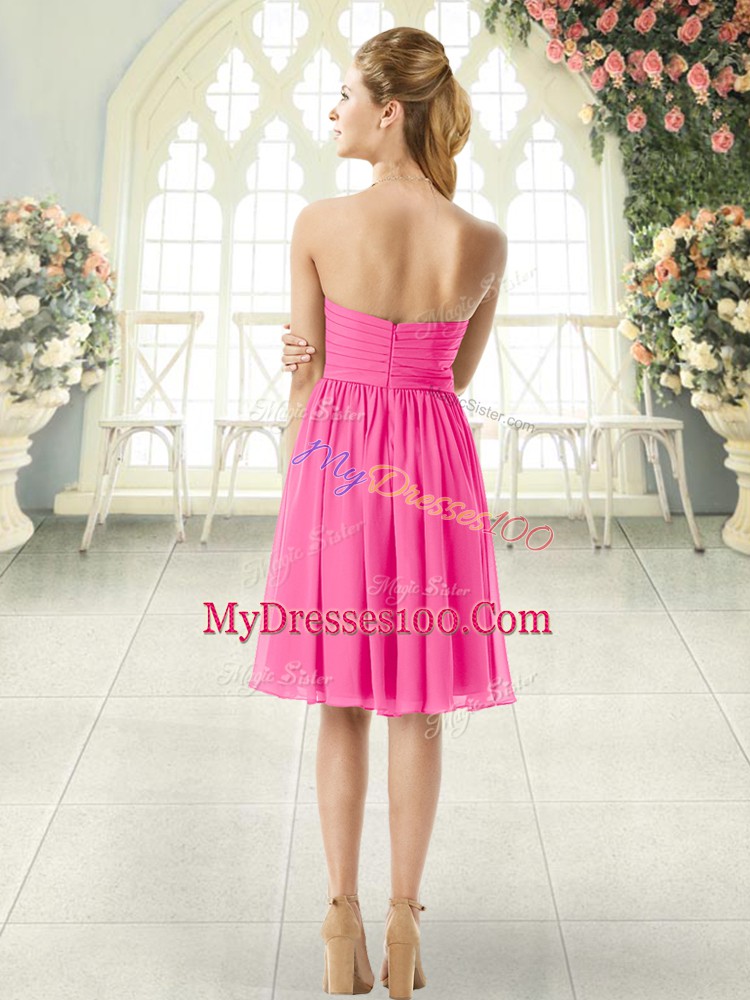 Fashionable Sleeveless Zipper Knee Length Ruching Going Out Dresses