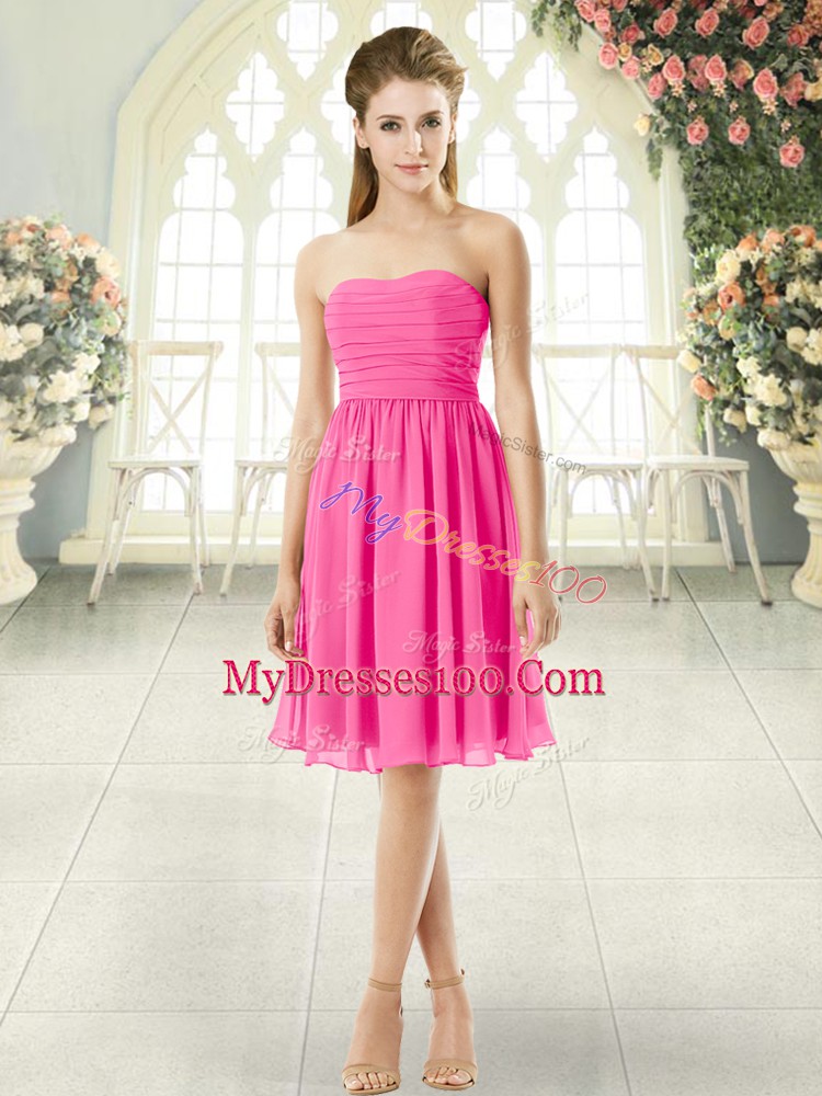 Fashionable Sleeveless Zipper Knee Length Ruching Going Out Dresses