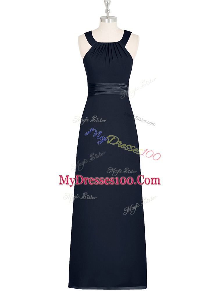 Dynamic Black Sleeveless Belt Floor Length Formal Dresses