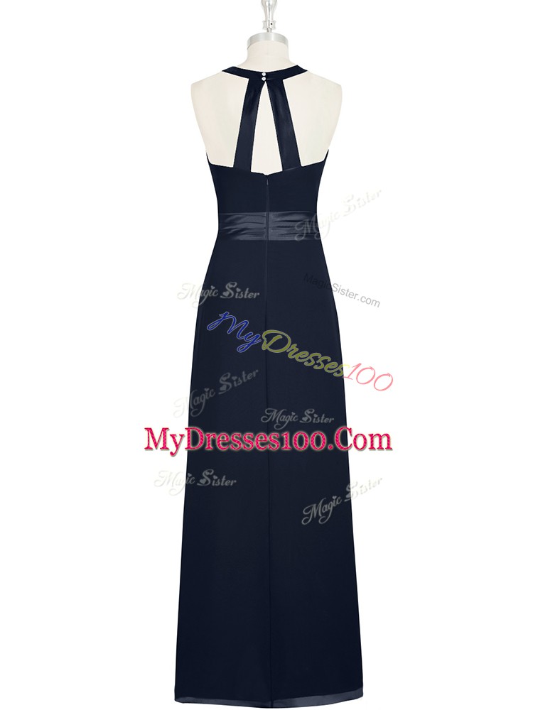 Dynamic Black Sleeveless Belt Floor Length Formal Dresses