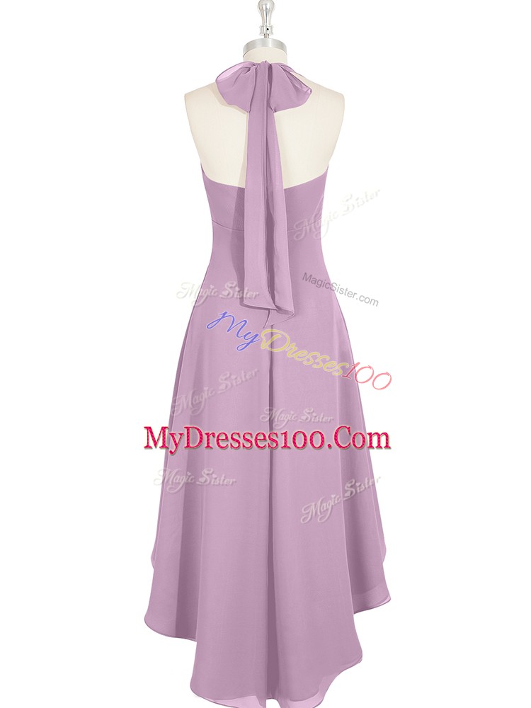Delicate Lilac Sleeveless Chiffon Zipper Prom Dress for Prom and Party