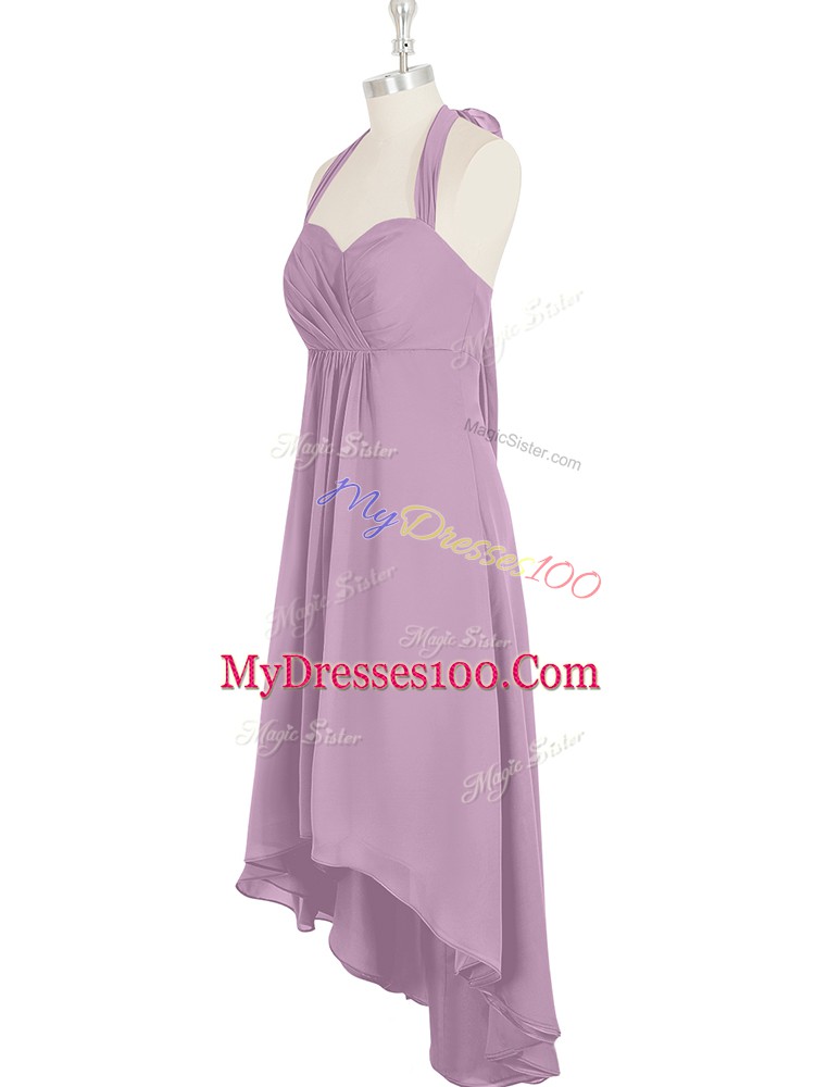 Delicate Lilac Sleeveless Chiffon Zipper Prom Dress for Prom and Party