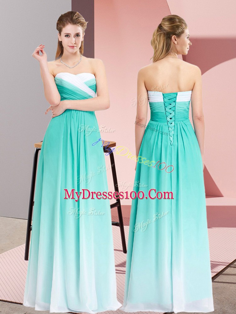 Turquoise Sweetheart Lace Up Ruching Homecoming Dress Sleeveless