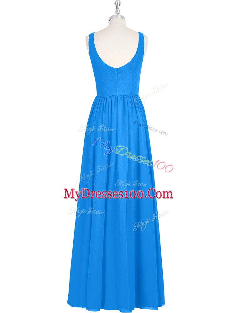 Dramatic V-neck Sleeveless Chiffon Prom Gown Ruching Zipper