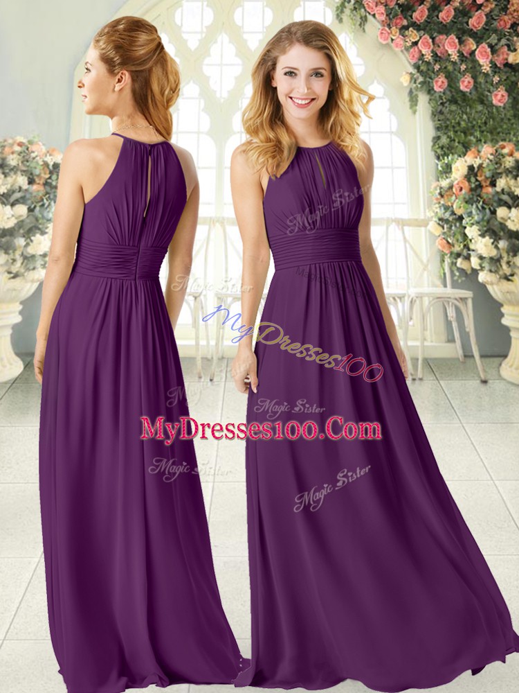 Sleeveless Zipper Floor Length Ruching Going Out Dresses