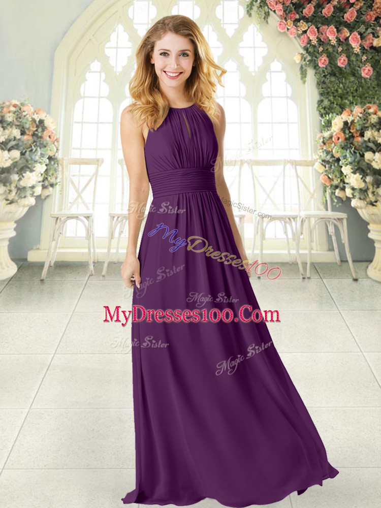 Sleeveless Zipper Floor Length Ruching Going Out Dresses