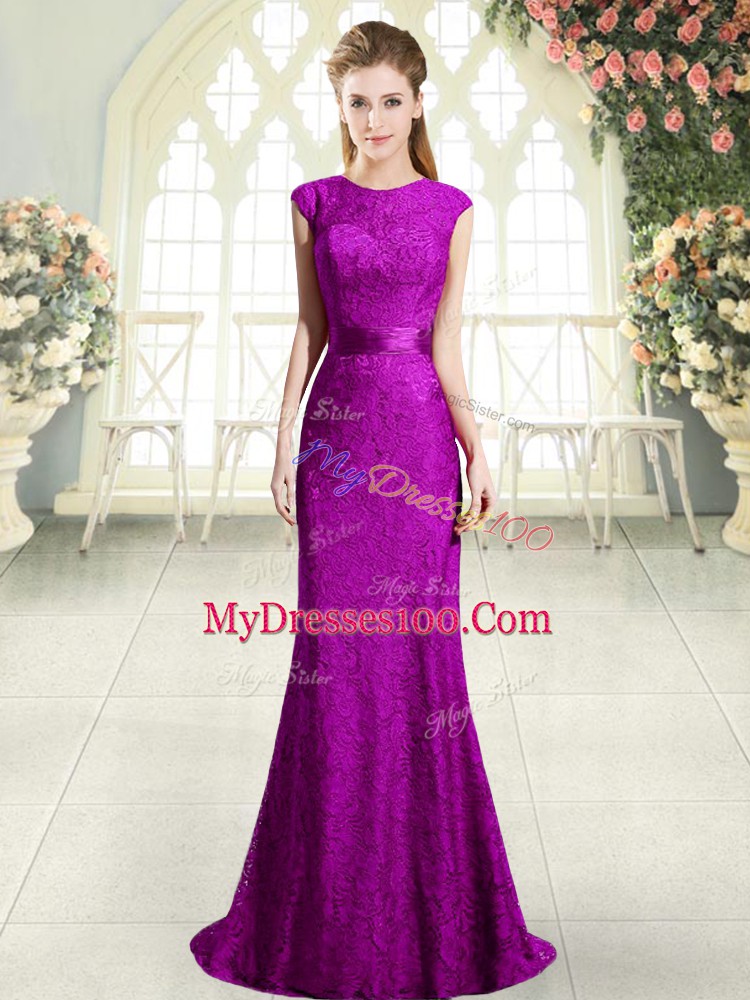 Sweet Sleeveless Prom Dress Sweep Train and Beading and Lace