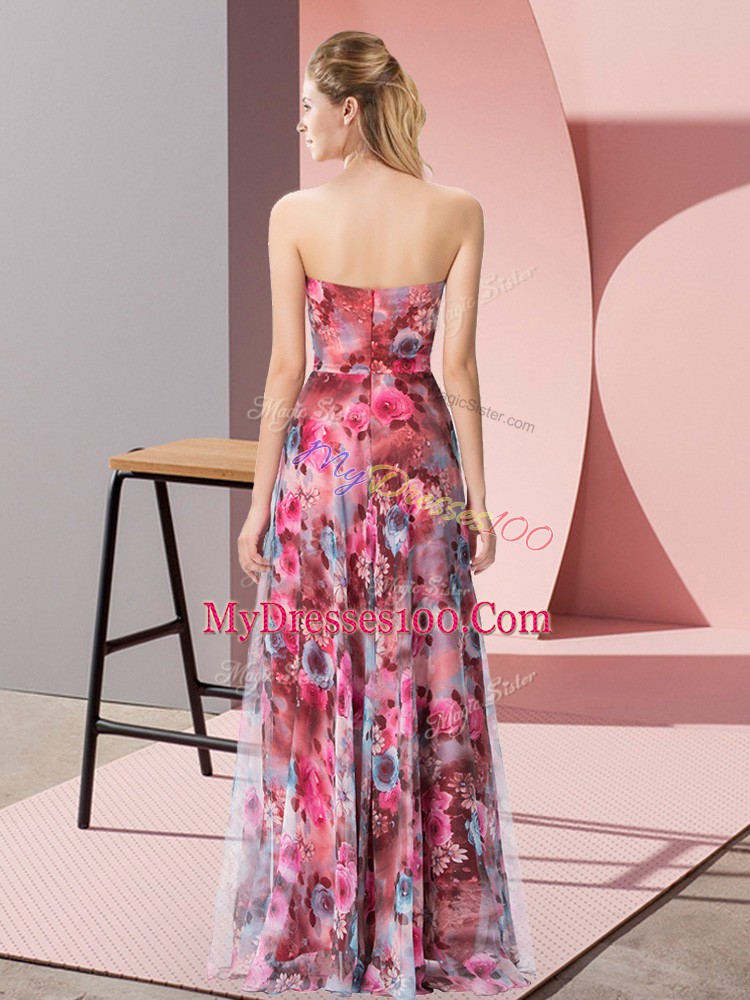 Sweetheart Sleeveless Zipper Prom Dress Multi-color Printed