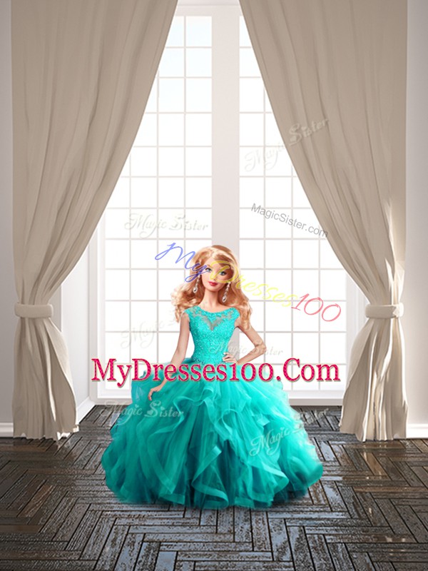 Custom Made Cap Sleeves Lace Up Beading Quinceanera Dresses