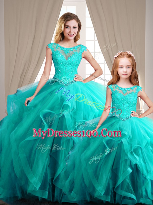 Custom Made Cap Sleeves Lace Up Beading Quinceanera Dresses
