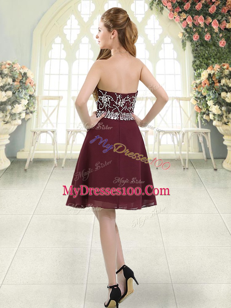 Green Sleeveless Knee Length Beading Zipper Homecoming Dress