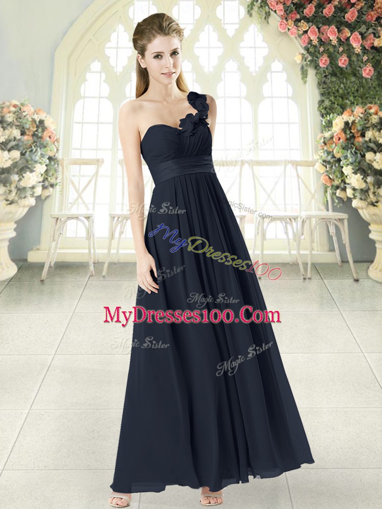 Fashion Hand Made Flower Prom Dress Black Zipper Sleeveless Ankle Length