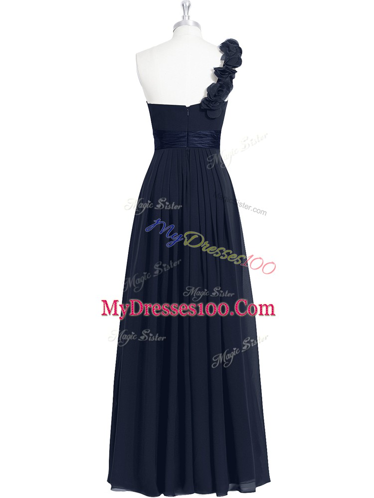 Fashion Hand Made Flower Prom Dress Black Zipper Sleeveless Ankle Length