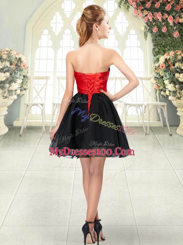 Black Strapless Neckline Beading Prom Evening Gown Sleeveless Lace Up