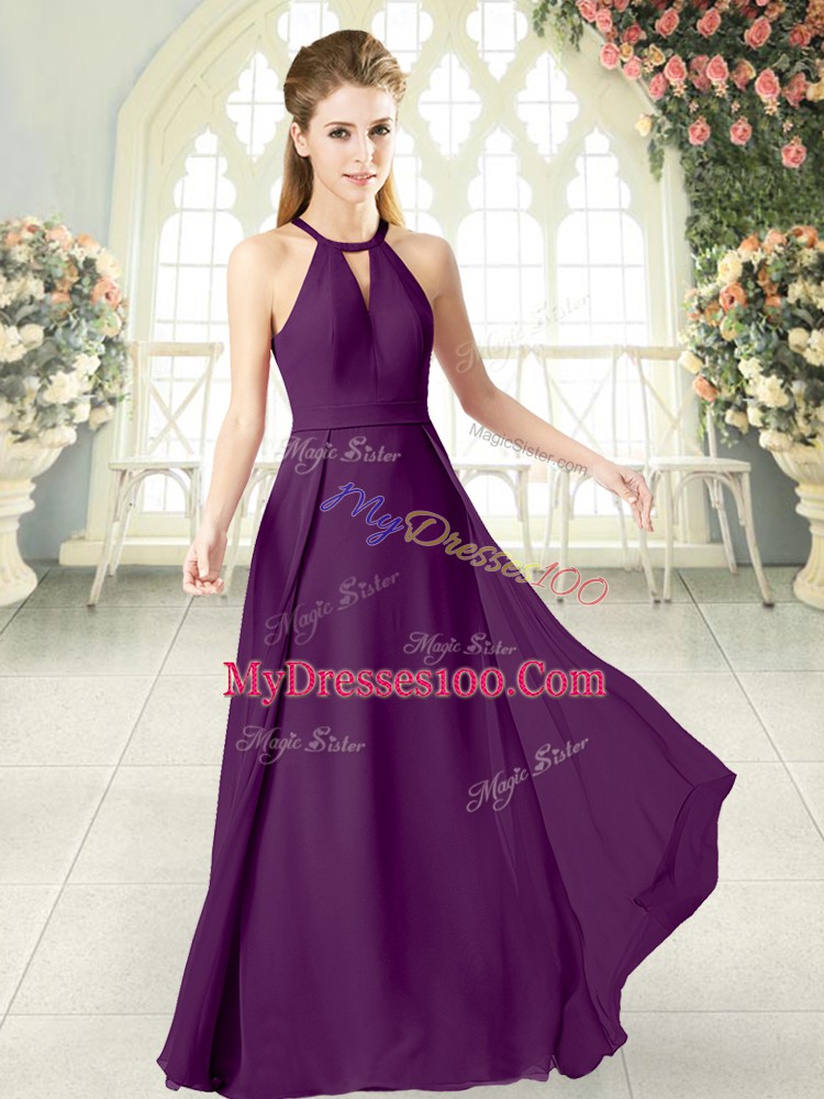 Adorable Halter Top Sleeveless Chiffon Prom Dresses Ruching Zipper
