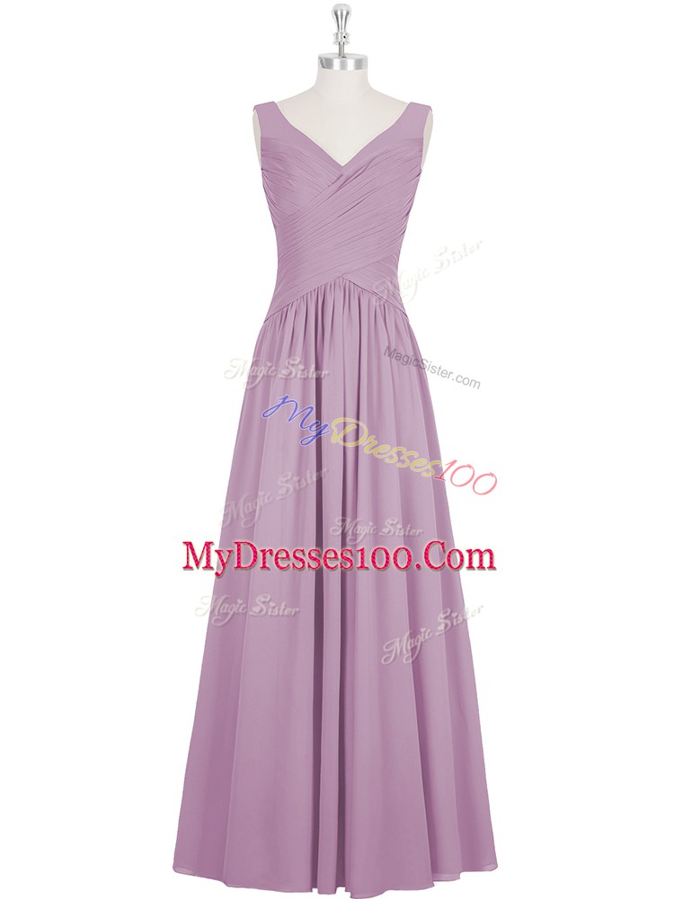 Purple Sleeveless Chiffon Zipper Dress for Prom for Prom and Party