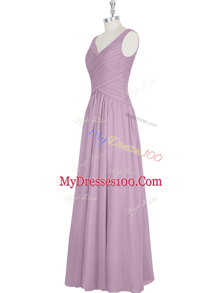 Purple Sleeveless Chiffon Zipper Dress for Prom for Prom and Party