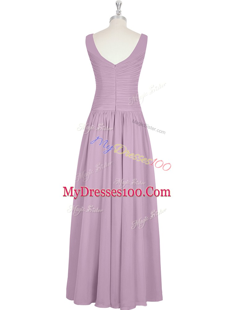 Purple Sleeveless Chiffon Zipper Dress for Prom for Prom and Party