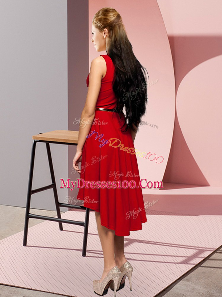 Admirable Empire Evening Dress Green Scoop Sleeveless High Low Zipper